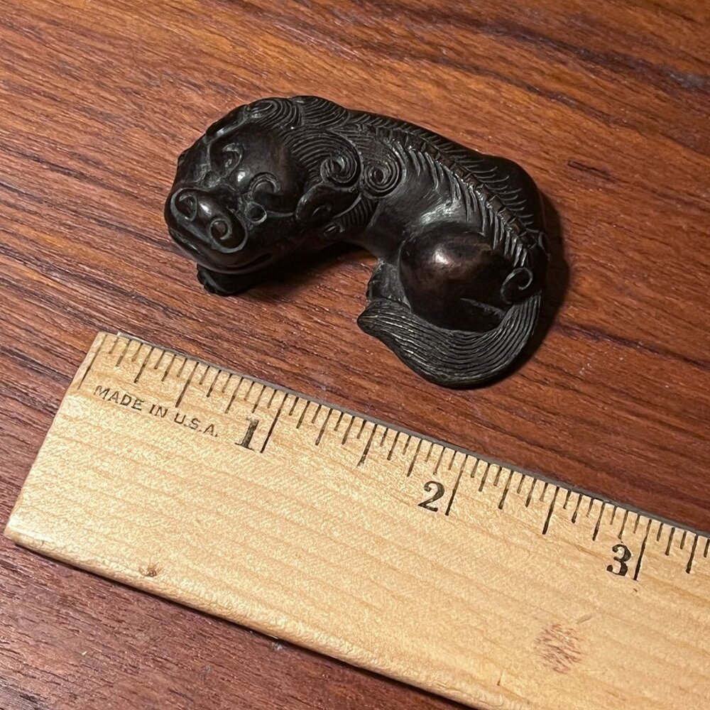 Chinese Asian Dog Dragon Mix Stone/Copper Sculpture Figurine